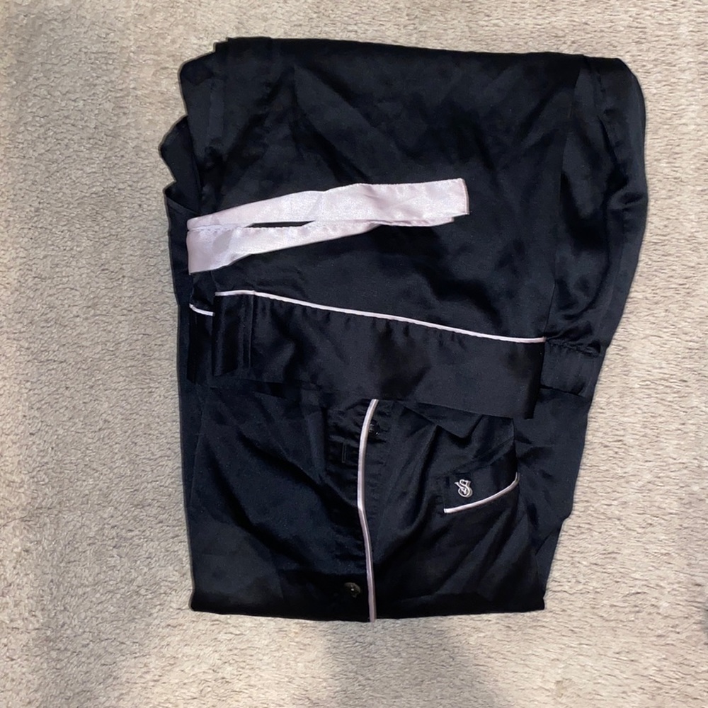 Black satin pajamas